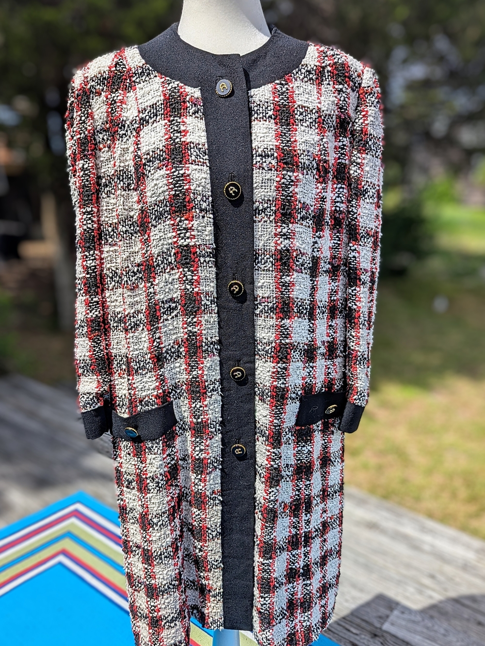 Real Beauty 😍 Seller's Choice 😍Plaid Tweed Coatigan Dress Black, White & Red